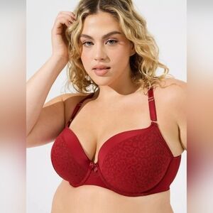 Torrid Perfect T-Shirt Push-Up Bra--Red NWOT 42D